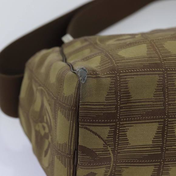 CHANEL New Travel Line Shoulder Bag Nylon Brown CC Auth th4868 - Picture 9 of 16